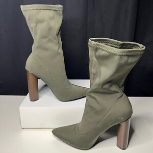Fashion Nova Khaki Heeled Boots